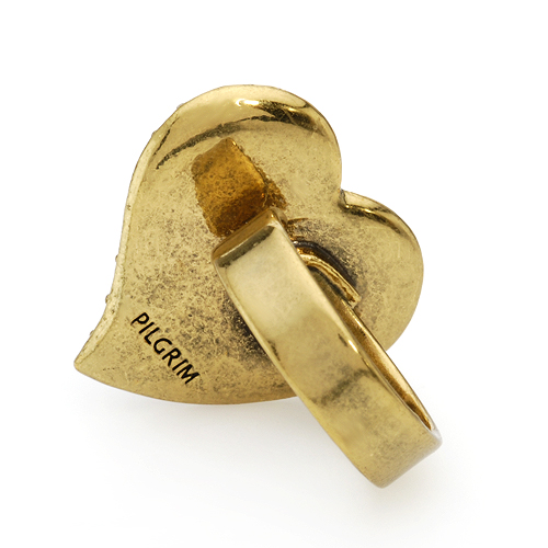 PILGRIM-24mm RED CRYSTAL HEART COCKTAIL RING